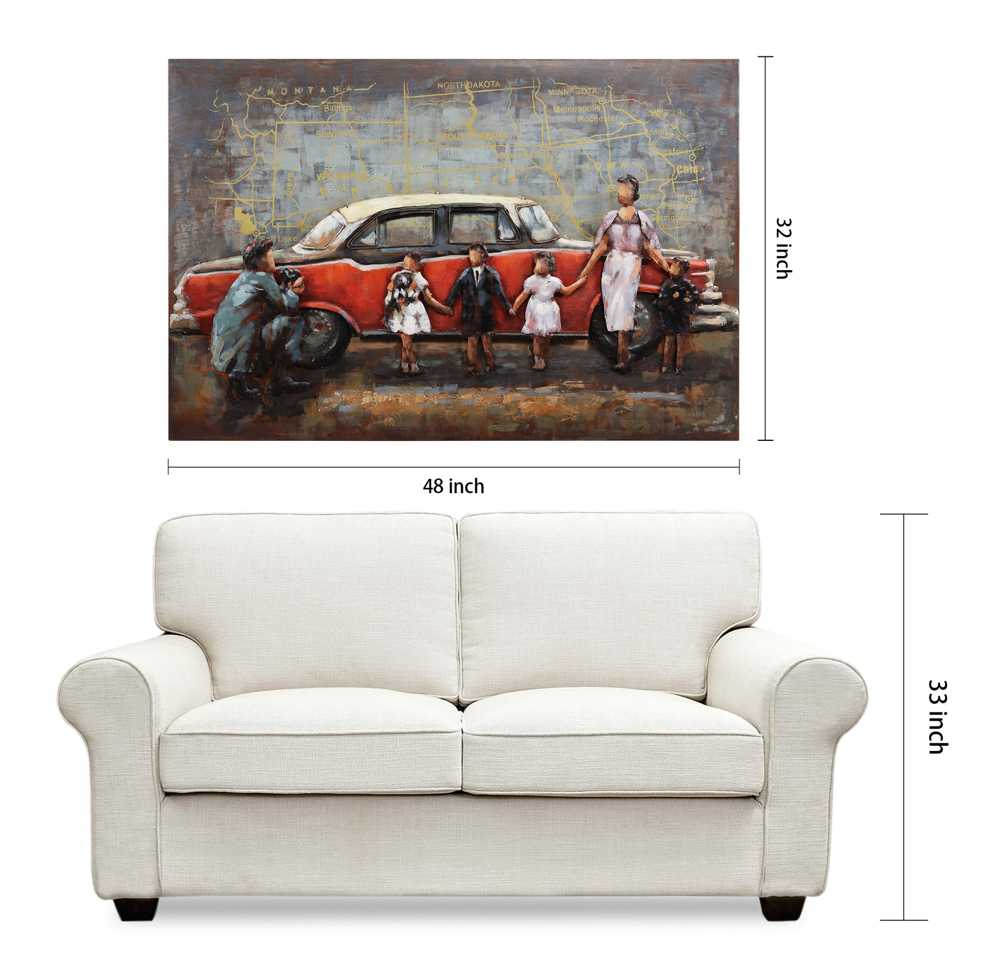 "Family Portrait" Mixed Media Iron Hand Painted Dimensional Wall Art ... in A Unique Perspective The Craftsmanship Behind Dog on Skateboard Art