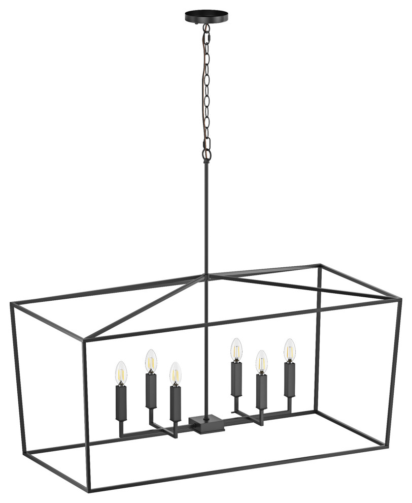 Farmhouse 6-Light Rectangular Kitchen Island Chandelier Over Table ... intended for Farmhouse 6-Light Rectangular Kitchen Island Chandelier Over Table, Gold