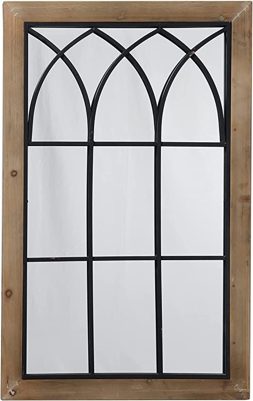 Farmhouse Mirror Window Wall Decor 24&Quot;X 38&Quot;, Large Distressed Wood ... regarding Adding Character to Your Home The Bellevue HEMIR28366 Arched Window in Oil Rubbed Finish