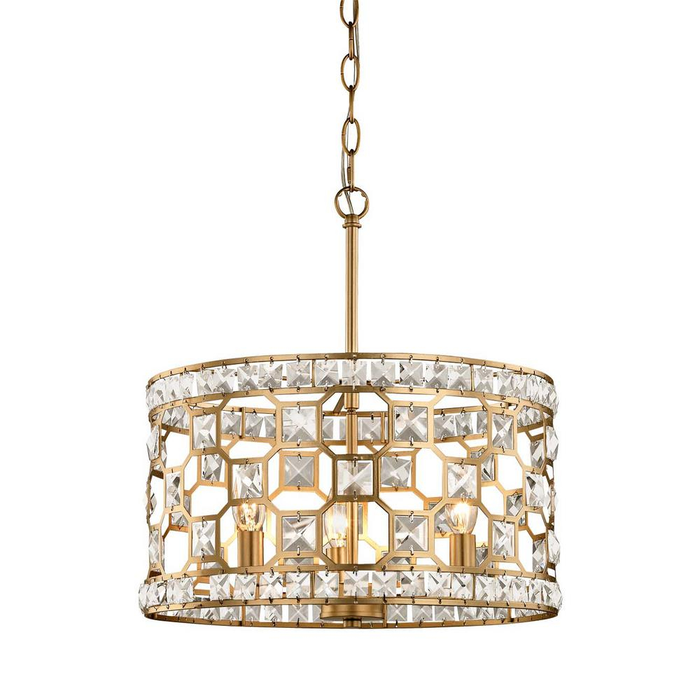 Fifth And Main Lighting Paris 3-Light Champagne Gold With Clear Crystal ... with regard to Jestin 3 Light Chandelier, Champagne Gold