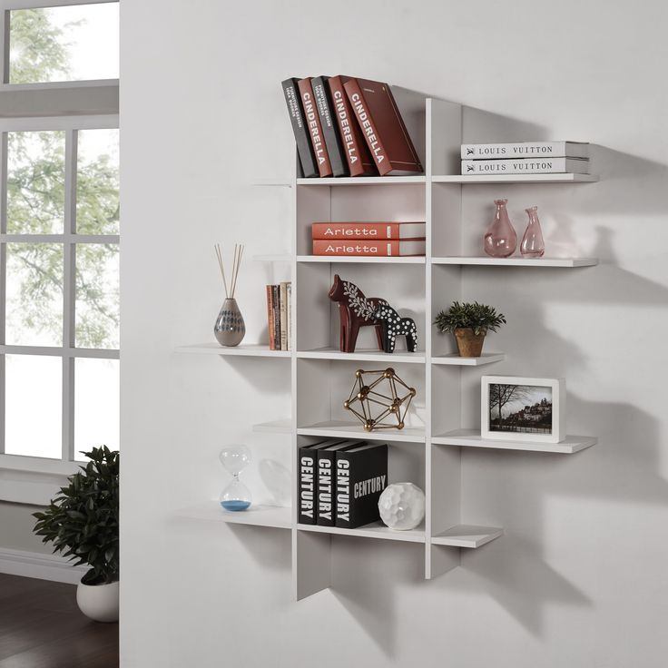 Five Level Asymmetric Wall Shelf | Danya B | Wall Shelves, Shelves, Decorating Shelves with regard to Danya B 5 Level Black Asymmetric Wall Shelf, White