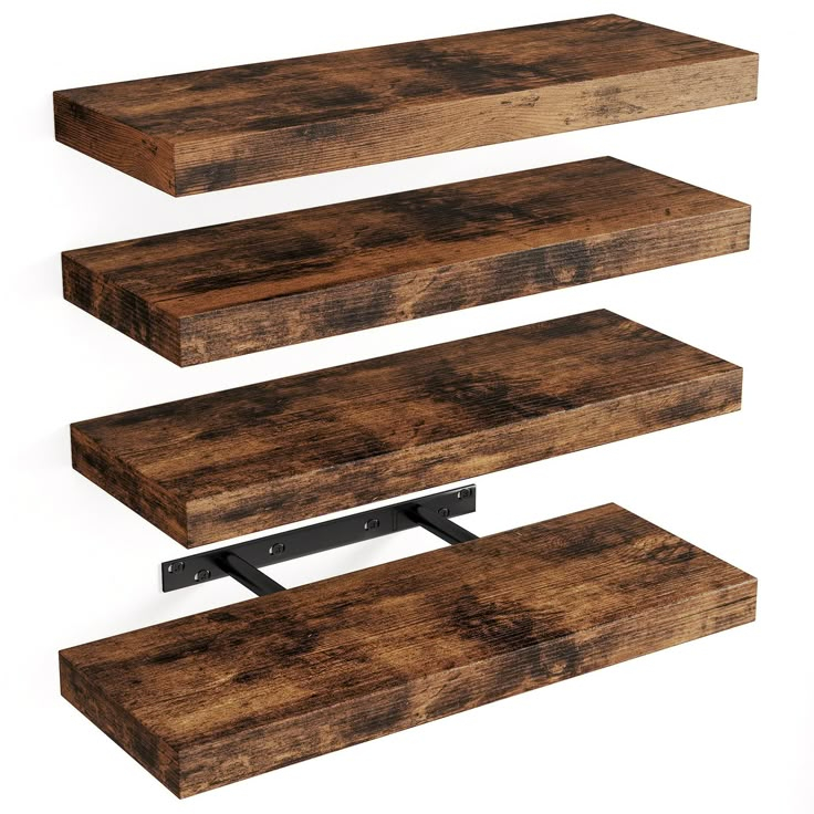 Fixwal 15.8In Floating Shelves, Rustic Wood Finish Wall Shelves Set Of ... with Ladd Floating Shelves, Rustic Brown 25.5X22X5