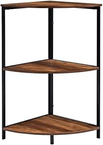 Fizporium Tromso 3 Tier Corner Shelf Black Metal Frame And Stunning ... regarding Corner Shelf, Black