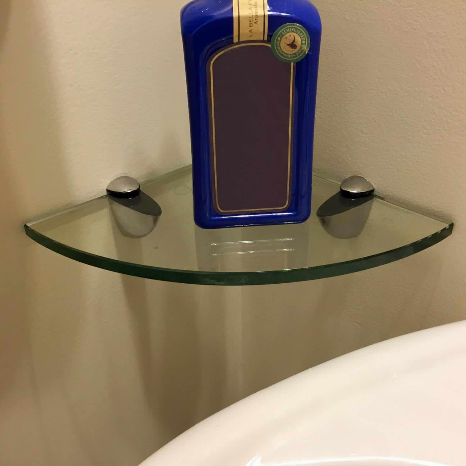 Floating Corner Clear Glass Shelves With Chrome Brackets, 6"X6 ... within The Charm of Corner Floating Glass Shelves A Detailed Look