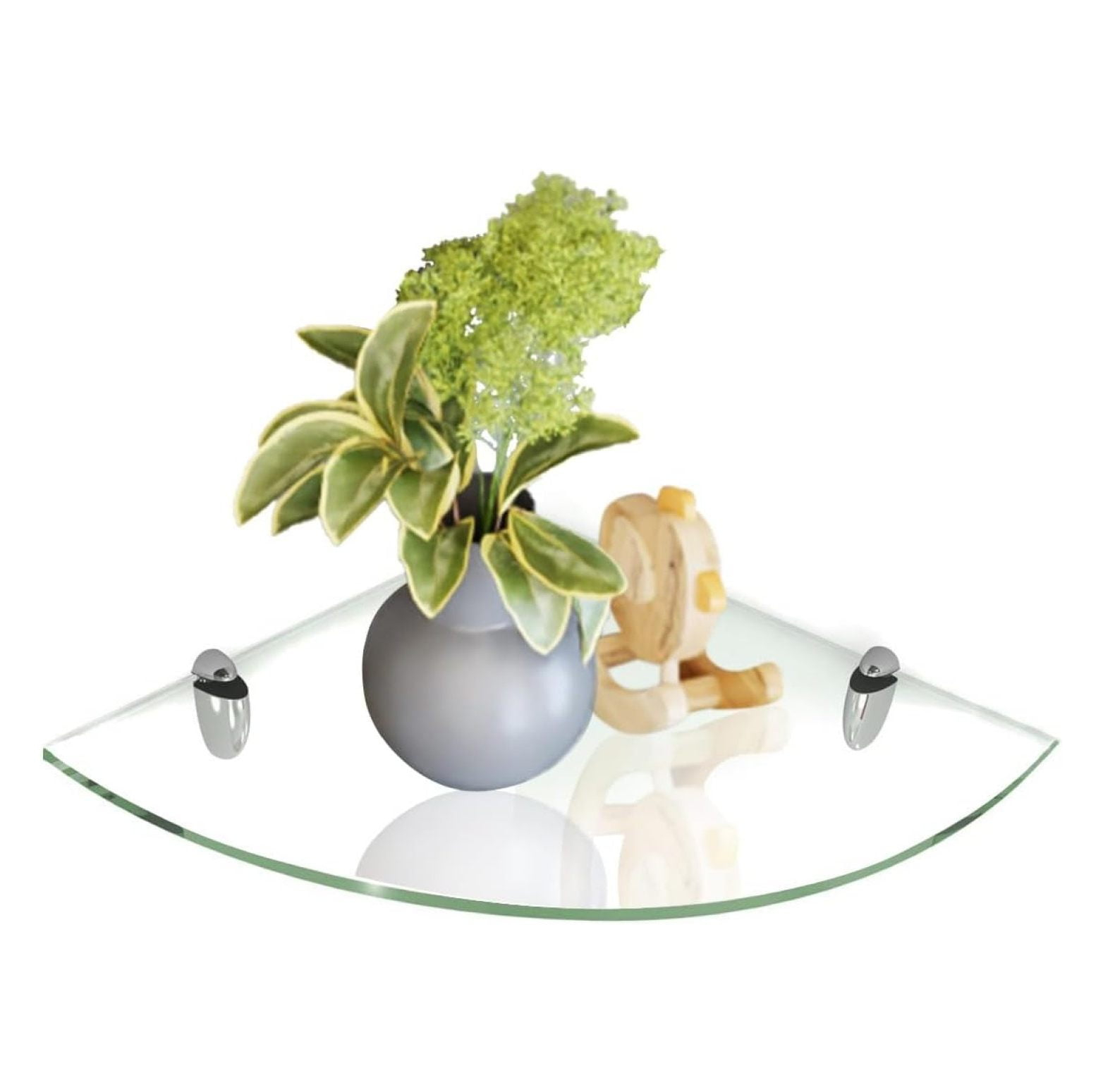 Floating Shelf (Corner) 10X10 Inch W/Chrome Brackets-Clear Glass ... throughout Floating Glass Shelf (Corner), 6X6 Inch W/ Chrome Brackets-Clear Glass