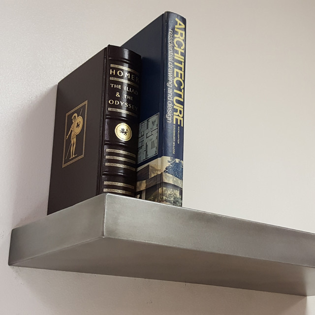 Floating Shelf, Zinc With Darkened Patina Finish, Seamless, 18"X10"X2 ... with regard to Floating Shelf, Zinc With Darkened Patina Finish, Seamless, 18"X10"X2"