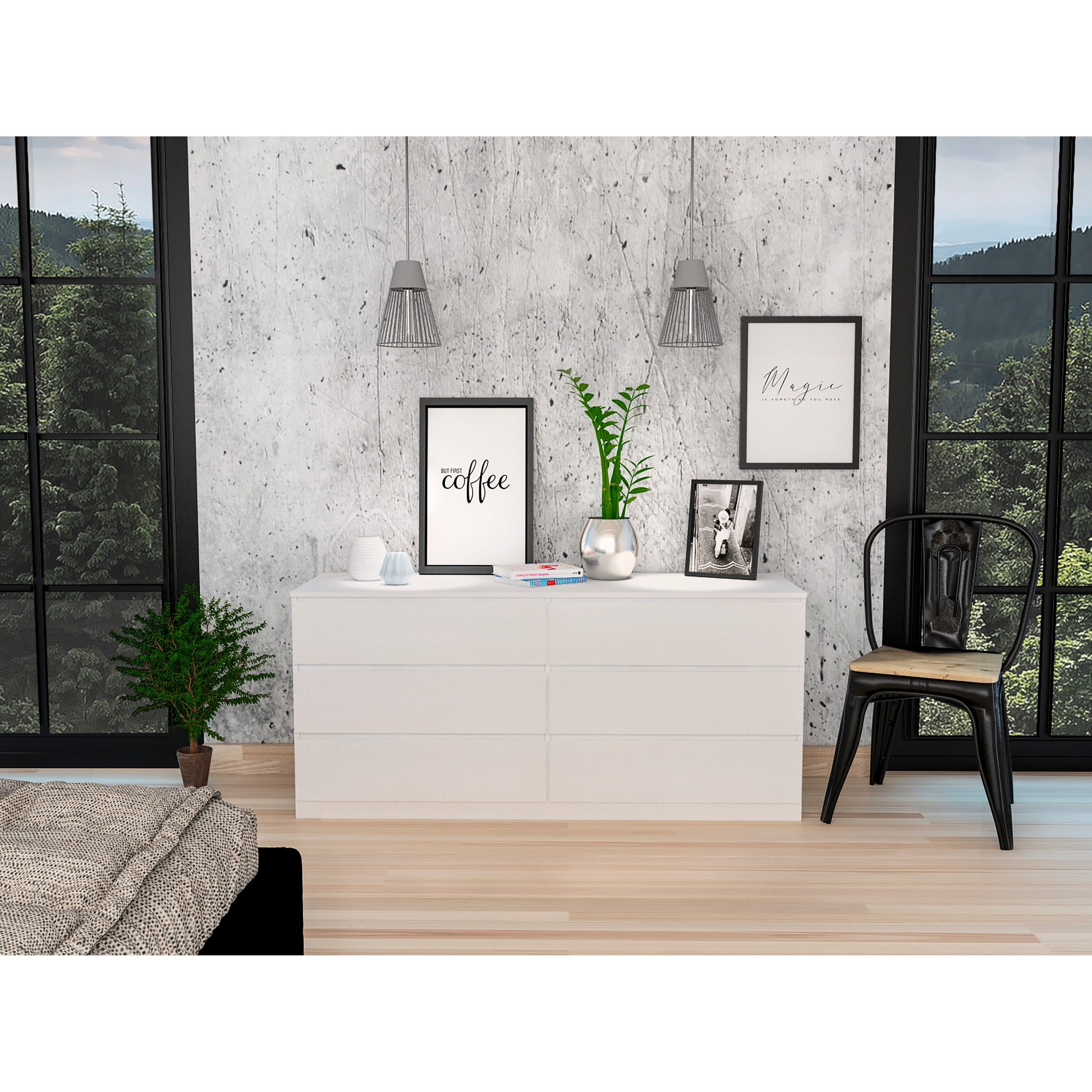 Fm Furniture Seul Modern Minimal Six Drawer Double Dresser With Superior Top White N/A - Walmart.com with regard to Fm Furniture Seul Modern Minimal Six Drawer Double Dresser With Superior Top