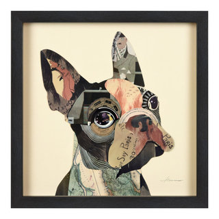 French Bulldog Dimensional Handmade Collage Wall Art Framed Under Glass - Contemporary - Mixed ... within English Bulldog Dimensional Handmade Collage Wall Art Framed Under Glass