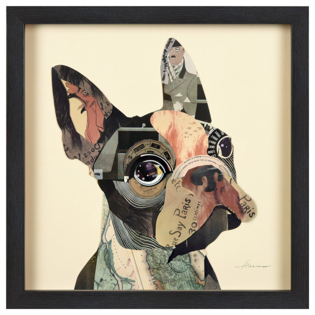 French Bulldog Dimensional Handmade Collage Wall Art Framed Under Glass ... with regard to English Bulldog Pup Dimensional Handmade Collage Wall Art Framed Under Glass