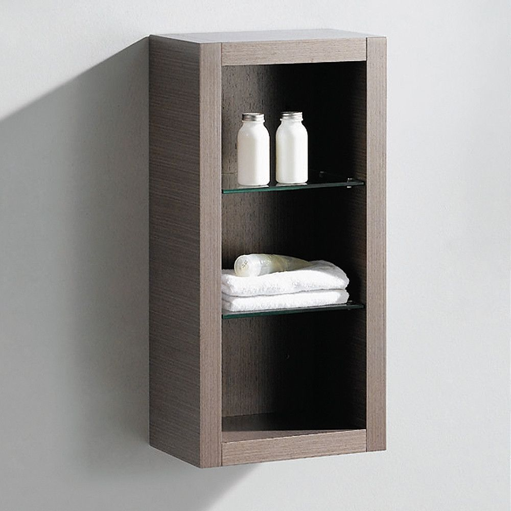 Fresca Allier Gray Oak Bathroom Linen Side Cabinet W/ 2 Glass Shelves ... with regard to The Fresca Allier Linen Cabinet How It Transforms Small Bathrooms