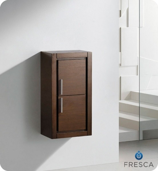 Fresca Allier Gray Oak Bathroom Linen Side Cabinet With 2 Doors ... in Fresca Gray Oak Bathroom Linen Side Cabinet With 2 Storage Areas