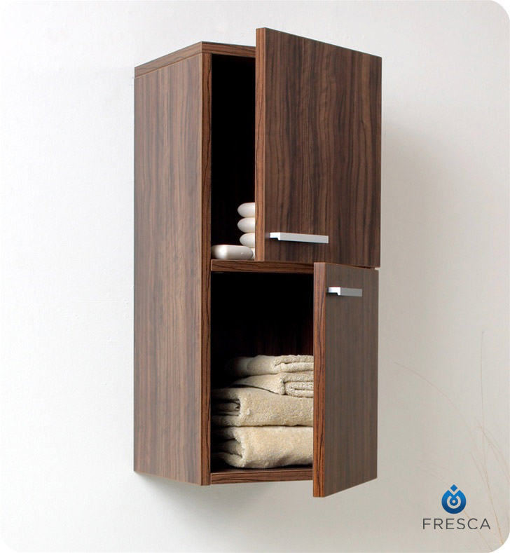 Fresca Bath - Bathroom Vanities & Bathroom Furniture for Fresca Walnut Bathroom Linen Side Cabinet With 2 Storage Areas
