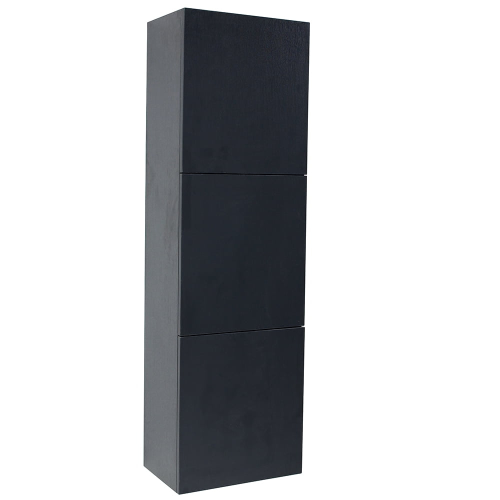 Fresca Black Bathroom Linen Side Cabinet With 3 Large Storage Areas ... pertaining to Fresca Teak Bathroom Linen Side Cabinet With 3 Large Storage Areas