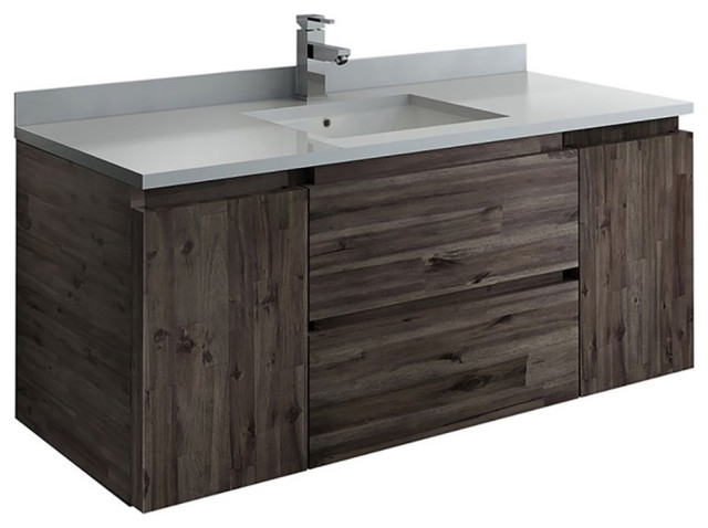 Fresca Formosa 47" Wall Hung Modern Wood Bathroom Cabinet In Brown ... within Unlocking Style and Space How a Wall-Hung Cabinet Transforms Your Bathroom