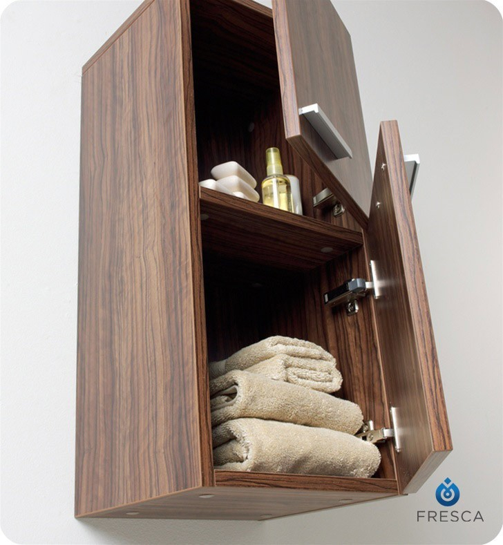Fresca Fst8091Gw Walnut Bathroom Linen Side Cabinet With 2 Storage Areas for Fresca Walnut Bathroom Linen Side Cabinet With 2 Storage Areas