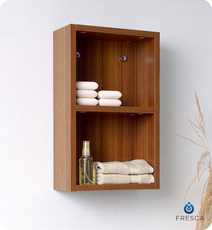 Fresca Fst8092Tk Teak Bathroom Linen Side Cabinet With 2 Open Storage ... in Fresca Walnut Bathroom Linen Side Cabinet With 2 Storage Areas