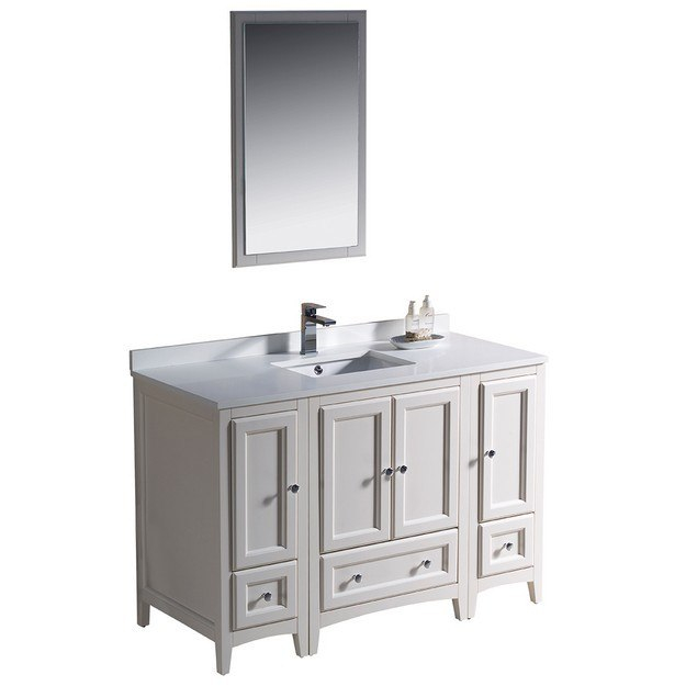 Fresca Fvn20-122412Aw Oxford 48 Inch Antique White Traditional Bathroom ... within Is the Fresca Oxford Linen Cabinet Right for Your Bathroom Exploring the Features