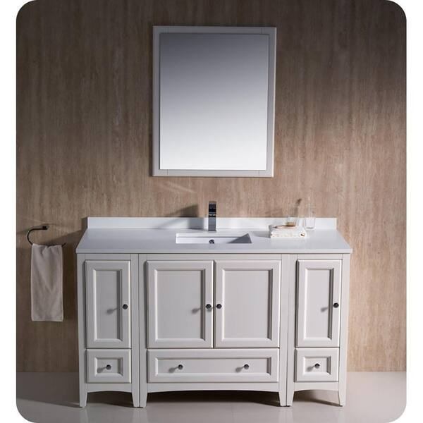 Fresca Oxford 54 In. Traditional Bathroom Vanity Cabinet In Antique ... throughout How the Fresca Oxford Antique White Cabinet Enhances Bathroom Organization