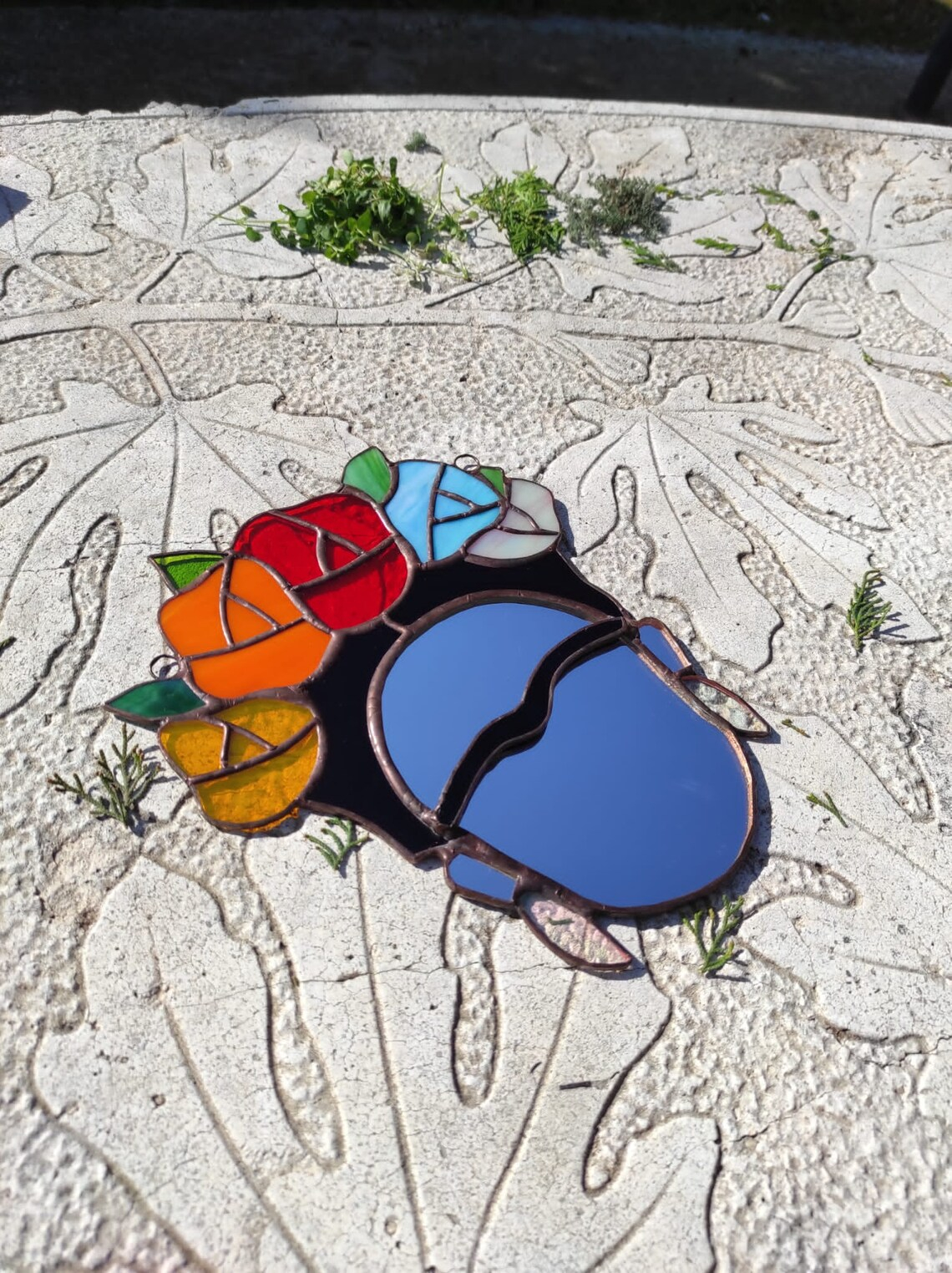 Frida Kahlo Wall Mirror,Frida Kahlo Stained Glass Wall Hanging,Unique ... throughout Frida Wall Mirrors A Guide to Integrating Iconic Design Into Your Space
