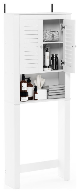 Furinno Indo Louver Door Bath Cabinet, White - Beach Style - Bathroom ... intended for Furinno Indo Open Bath Cabinet, White