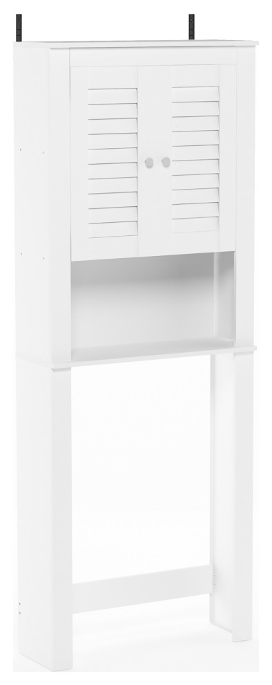 Furinno Indo Louver Door Bath Cabinet, White - Beach Style - Bathroom ... pertaining to Furinno Indo Open Bath Cabinet, White