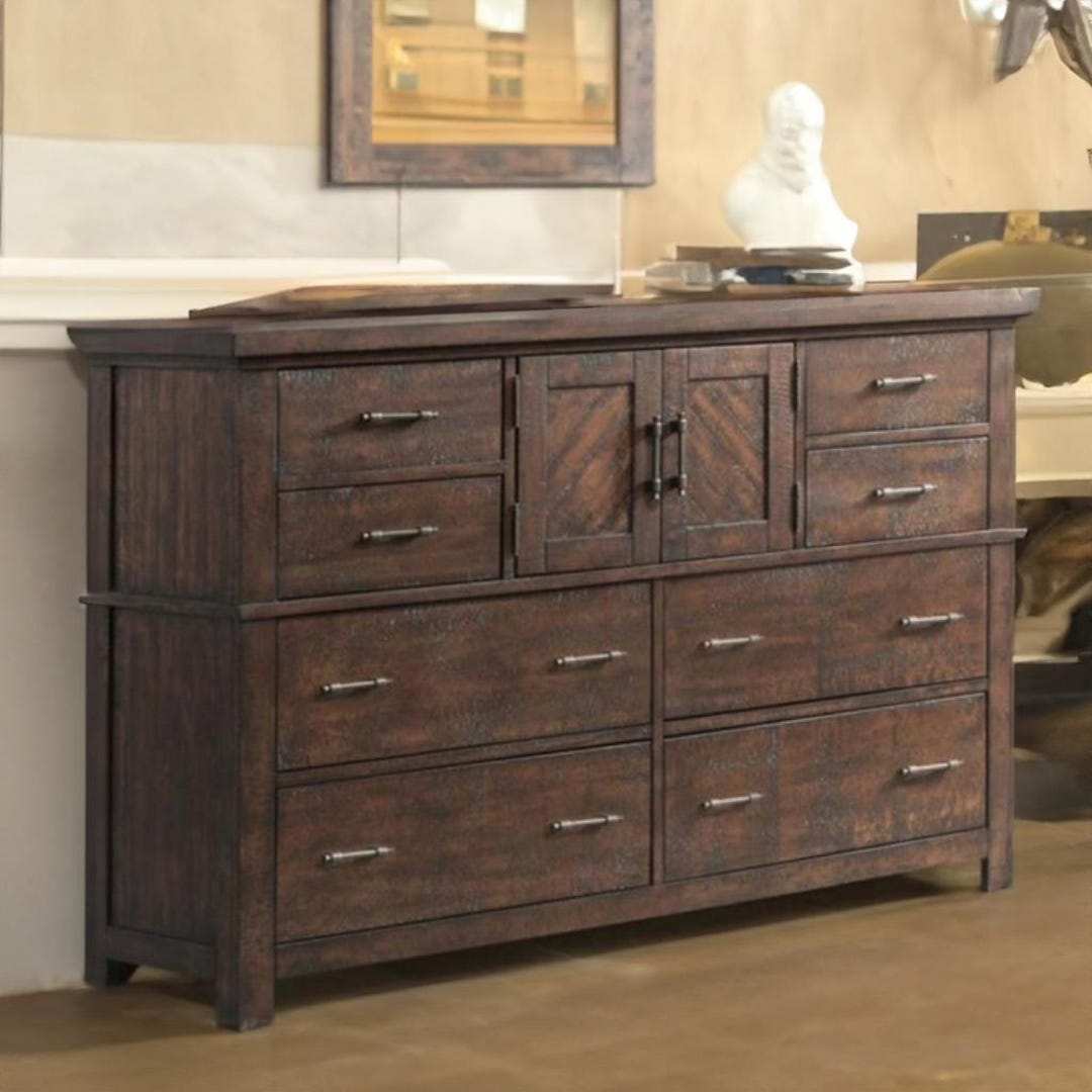 Furnishings Dex 7 Drawer Dresser In Walnut Rustic Solid Wood Storage ... regarding A Deep Dive into the Dex 7 Drawer Dresser by Picket House Furnishings in Walnut