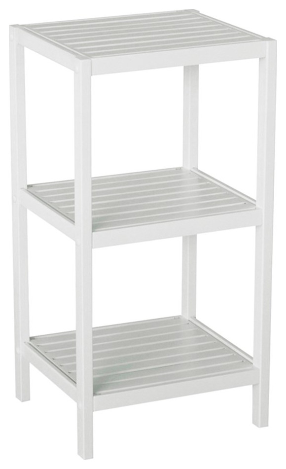 Gallerie Decor Natural Spa 3-Shelf Transitional Bamboo Tower In White - Display And Wall Shelves ... throughout Gallerie Decor Natural Spa 5-Shelf Transitional Bamboo Cabinet In White