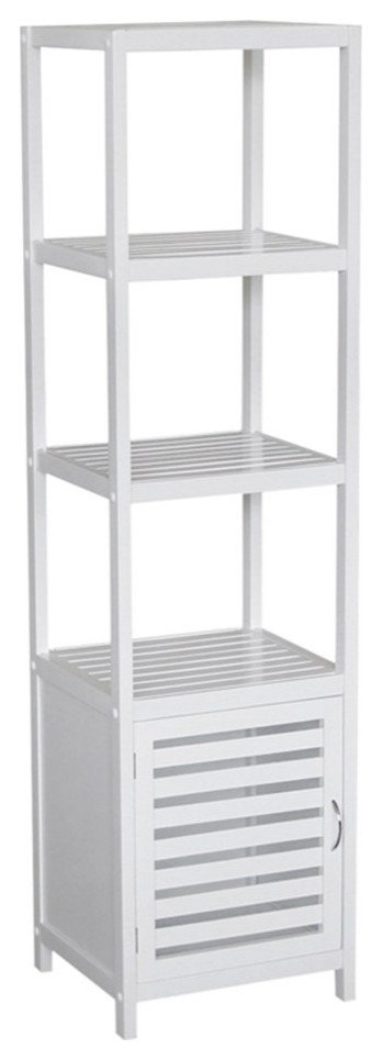 Gallerie Decor Natural Spa 5-Shelf Transitional Bamboo Cabinet In White - Transitional ... intended for A Closer Look at the Gallerie Decor 5-Shelf Transitional Cabinet