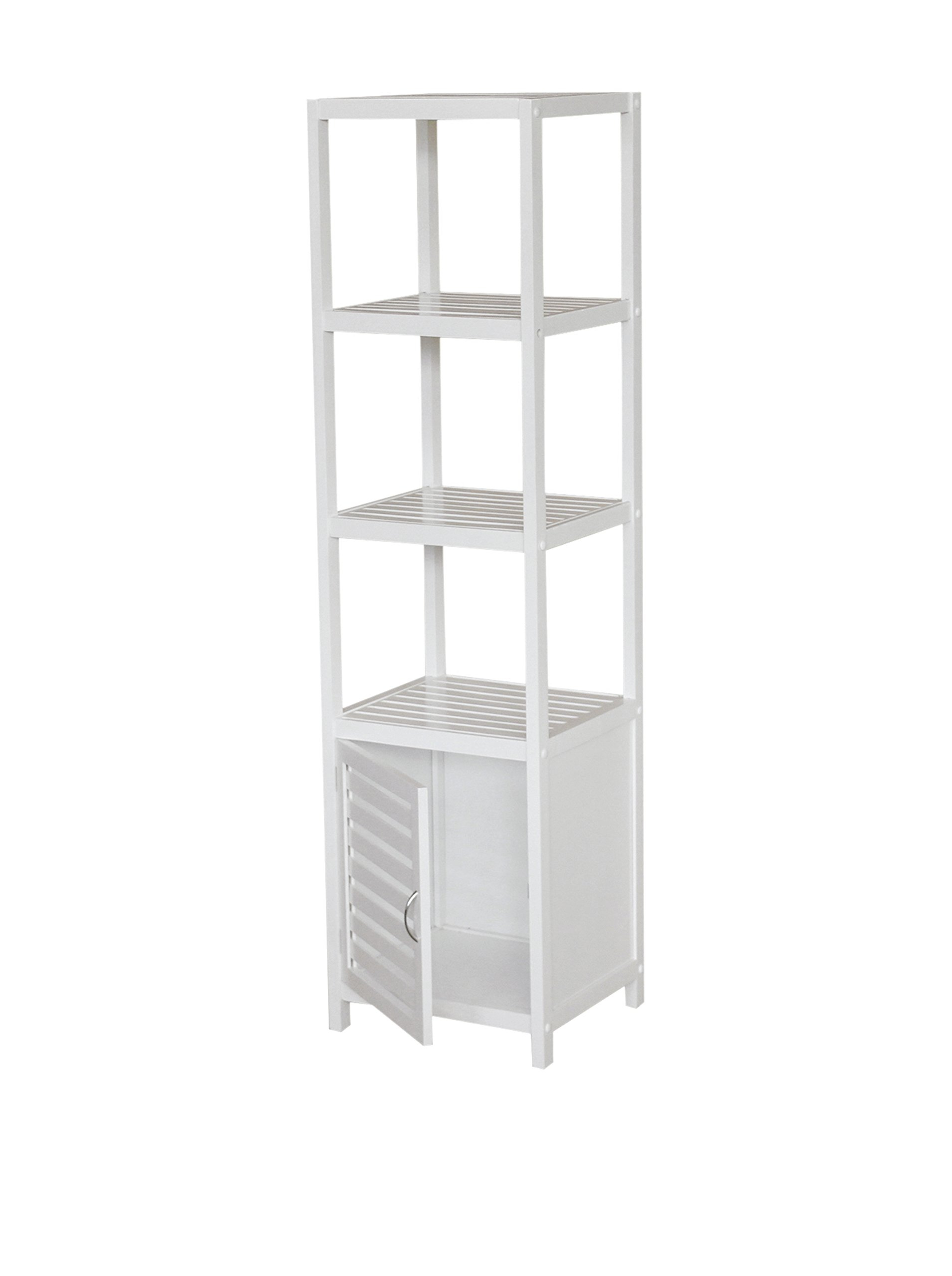 Galleroe Decor Bamboo Natural Spa 5-Shelf Cabinet Tower White pertaining to Gallerie Decor Natural Spa 5-Shelf Transitional Bamboo Cabinet In White