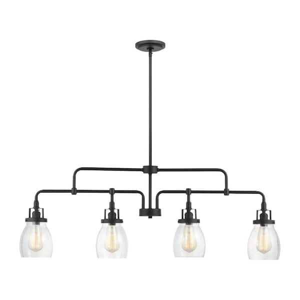 Generation Lighting Belton 4-Light Midnight Black Linear Island ... with regard to Generation Lighting Belton Four Light Island Pendant 6614504-782