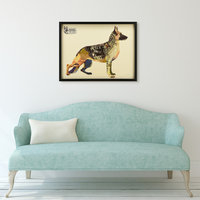 German Shepherd Dog Dimensional Handmade Collage Wall Art Framed Under ... in German Shepherd Dog Dimensional Handmade Collage Wall Art Framed Under Glass