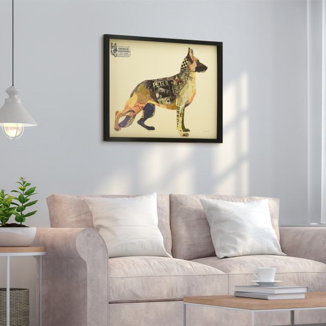 German Shepherd Dog Dimensional Handmade Collage Wall Art Framed Under ... in Storytelling Through Art Handmade Bulldogs on Your Wall