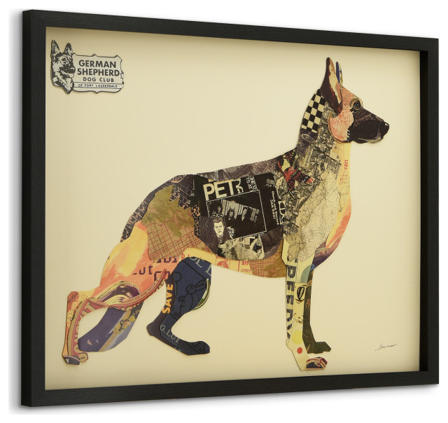German Shepherd Dog Dimensional Handmade Collage Wall Art Framed Under ... pertaining to A Closer Look at German Shepherd Dog Dimensional Collage Wall Art