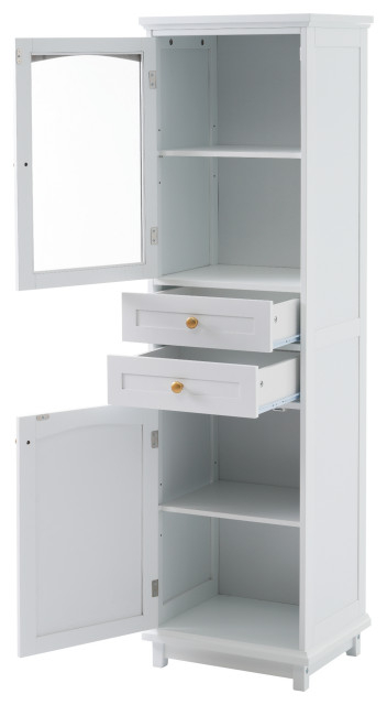 Gewnee 63" Tall Bathroom Storage Cabinet With Glass Doors - Modern ... regarding Organizing Your Sanctuary Exploring the Gewnee 63" Tall Bathroom Cabinet