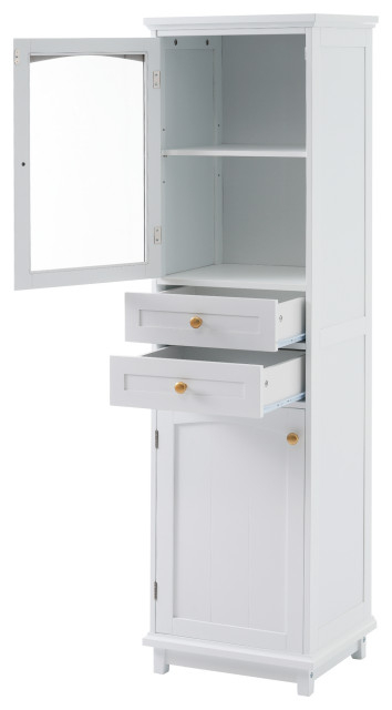 Gewnee 63" Tall Bathroom Storage Cabinet With Glass Doors - Modern ... throughout Organizing Your Sanctuary Exploring the Gewnee 63" Tall Bathroom Cabinet