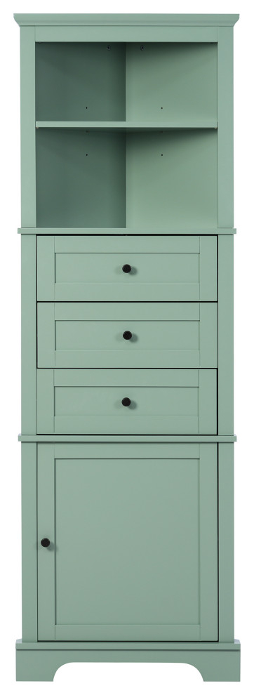 Gewnee Green Triangle Tall Cabinet With 3 Drawers And Adjustable ... within Gewnee White Triangle Tall Cabinet
