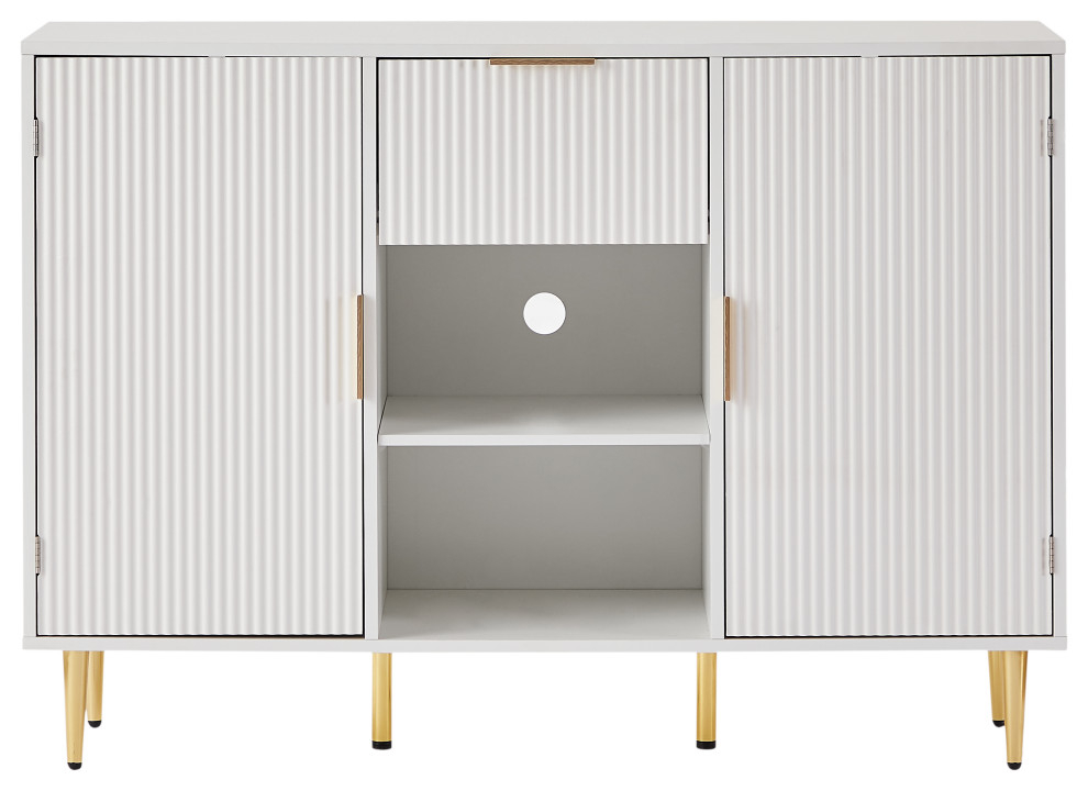 Gewnee Living Room Wooden White Storage Cabinet - Transitional ... intended for Beyond the Basics Understanding the Versatility of the Gee nee White Storage Cabinet