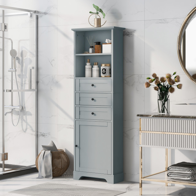 Gewnee White Tall Storage Cabinet - Transitional - Bathroom Cabinets ... for Gewnee White Triangle Tall Cabinet A Deep Dive into Design and Function