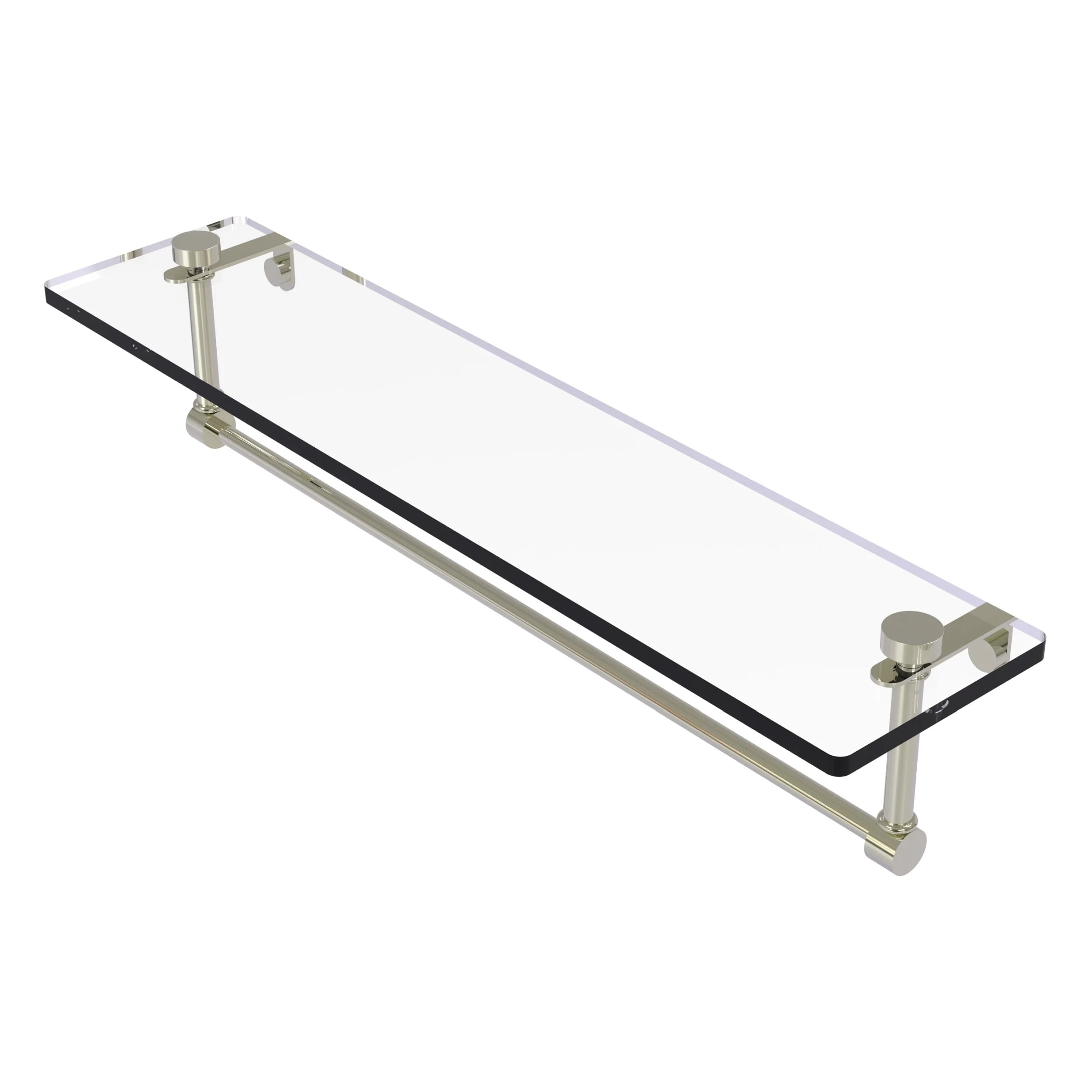Glass Vanity Shelf With Integrated Towel Bar - Polished Nickel / 22 ... regarding 22" Glass Vanity Shelf With Integrated Towel Bar, Matte Black