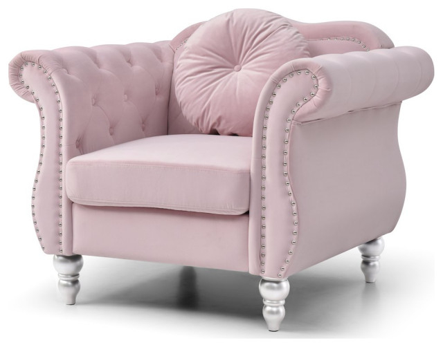 Glory Furniture Hollywood Accent Chair In Pink Color - Mediterranean ... inside Glory Furniture Paige Accent Chair In Black Color