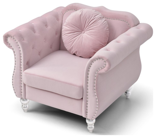 Glory Furniture Hollywood Accent Chair In Pink Color - Mediterranean ... pertaining to Paige Accent Chair in Black What to Consider Before You Choose