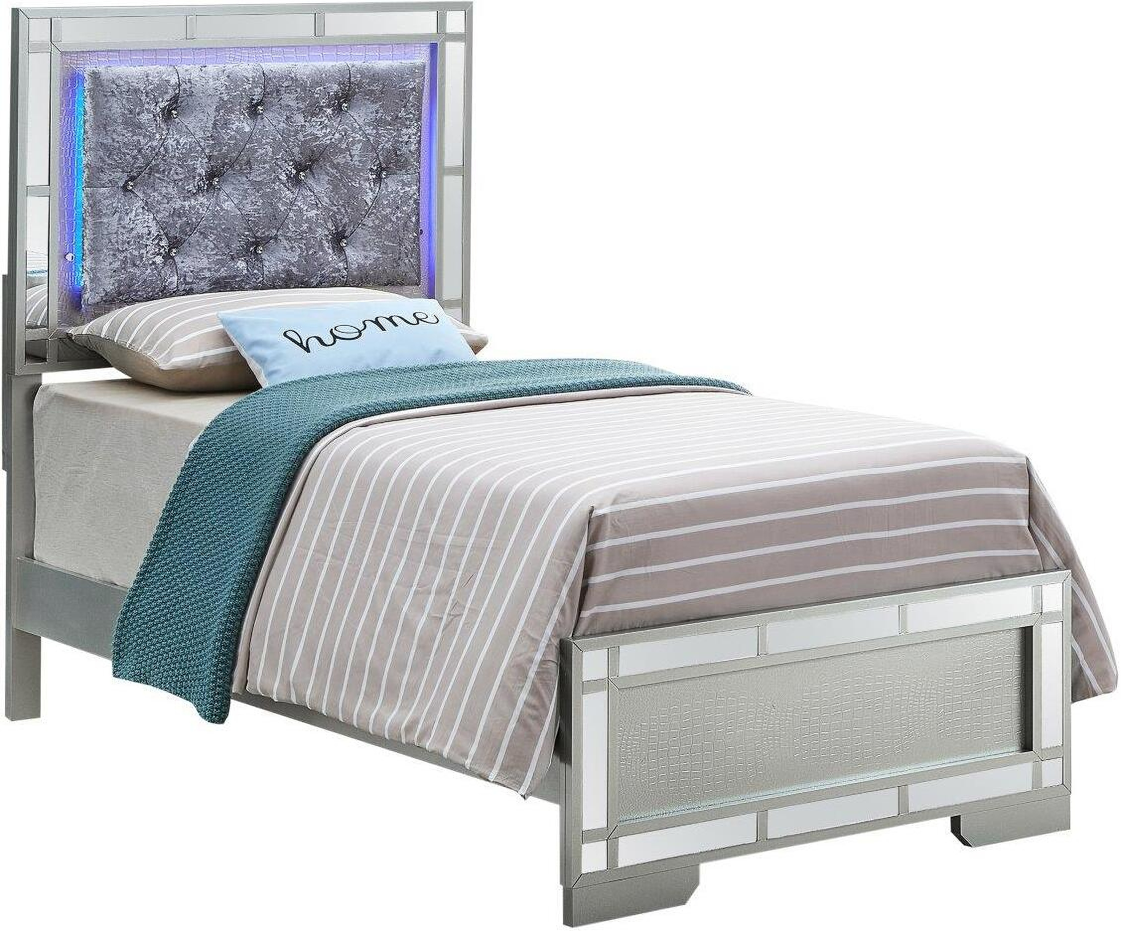 Glory Furniture Madison Twin Bed In Silver Champagne | 1Stopbedrooms intended for Glory Furniture Madison Mirror In Champagne Color