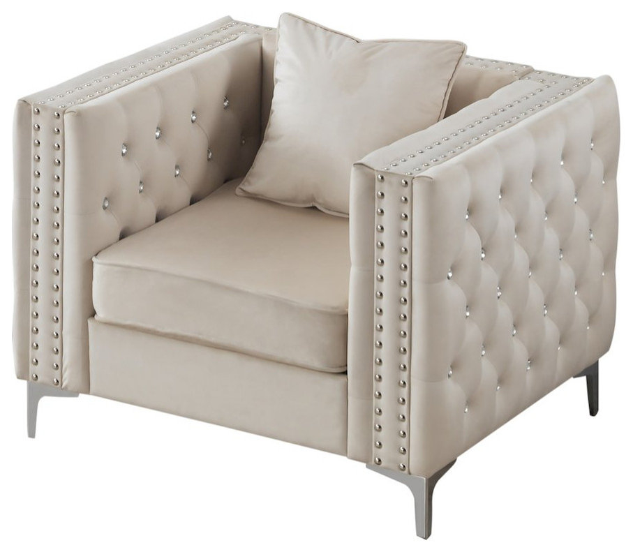Glory Furniture Paige Accent Chair In Ivory Color - Contemporary ... throughout Glory Furniture Paige Accent Chair In Black Color