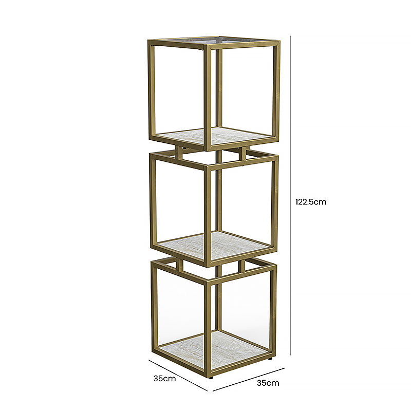Gold Metal And Cream White Wood 3 Tier Shelving Unit Bookcase 122Cm ... pertaining to Unlock Your Space Maximizing Potential with the Walters Black 3-Tier Shelf