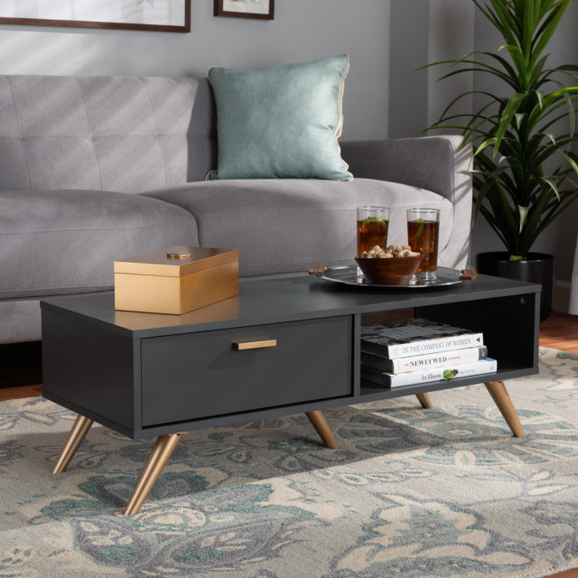 Goldsmith Modern Contemporary Dark Gray/Gold Coffee Table - Midcentury ... intended for Goldsmith Modern Contemporary Dark Gray/Gold Dresser