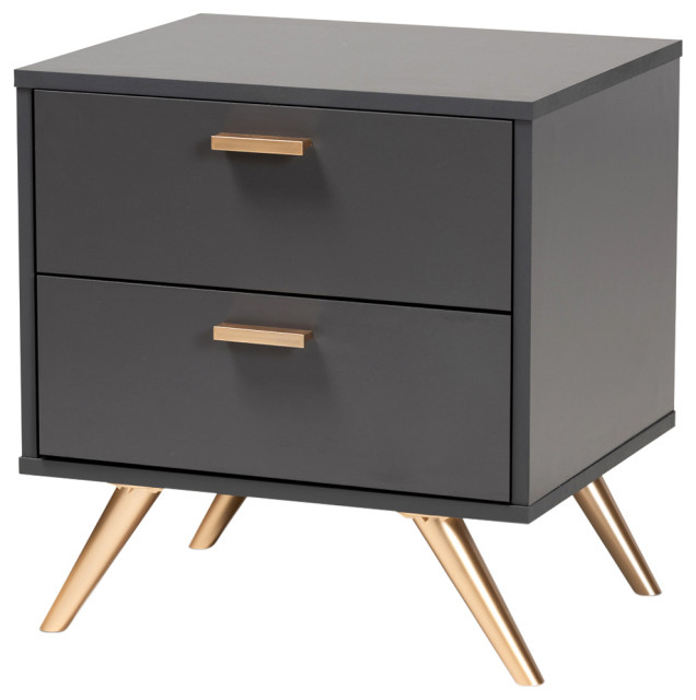 Goldsmith Modern Contemporary Dark Gray/Gold Nightstand - Midcentury ... for The Art of Dark Gray and Gold Incorporating Your Goldsmith Dresser