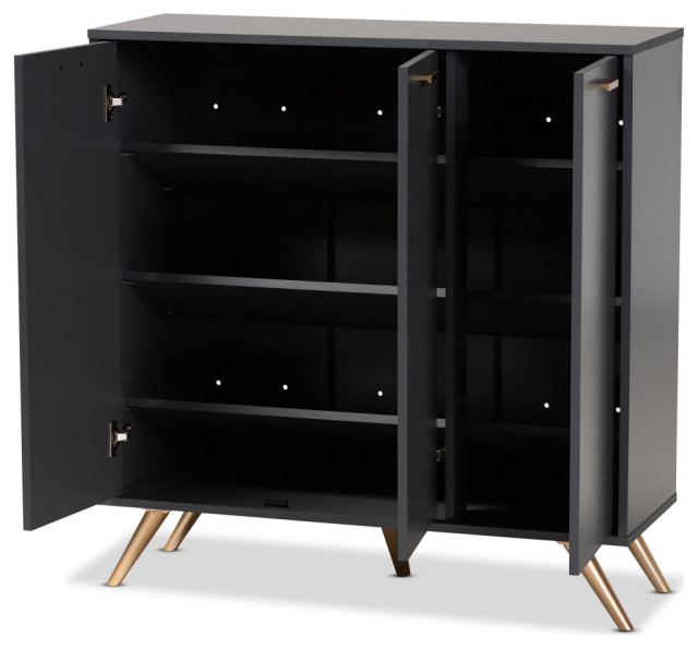 Goldsmith Modern Contemporary Dark Gray/Gold Shoe Cabinet - Midcentury ... regarding The Art of Dark Gray and Gold Incorporating Your Goldsmith Dresser
