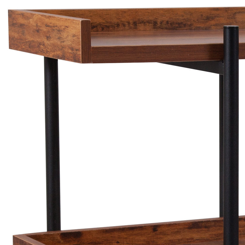 Gracie Oaks Ohlson Rustic Wood Grain Open-Style 3-Shelf Display Unit By ... regarding Brown Wood Metal Three Shelf Display Unit