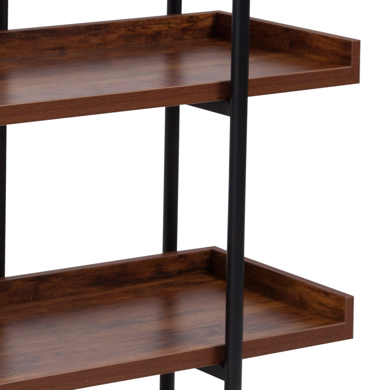 Gracie Oaks Ohlson Rustic Wood Grain Open-Style 3-Shelf Display Unit By ... within Brown Wood Metal Three Shelf Display Unit