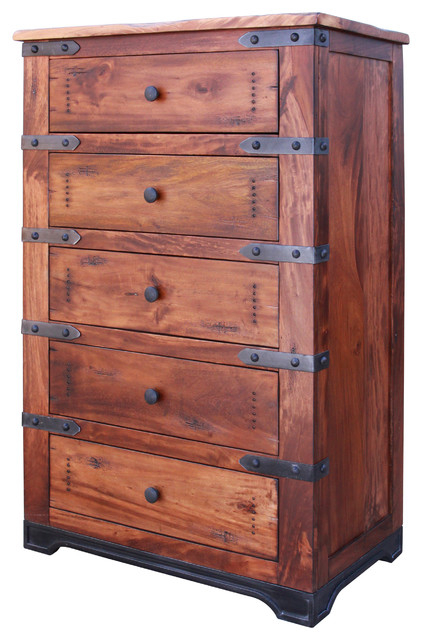 Granville Parota 5 Drawer Highboy Dresser - Rustic - Dressers - By Crafters And Weavers | Houzz intended for Granville Parota 5 Drawer Highboy Dresser